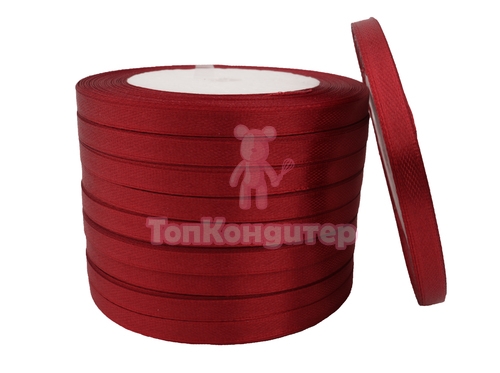 Лента атласная 0,6 см Бордовый 23 м