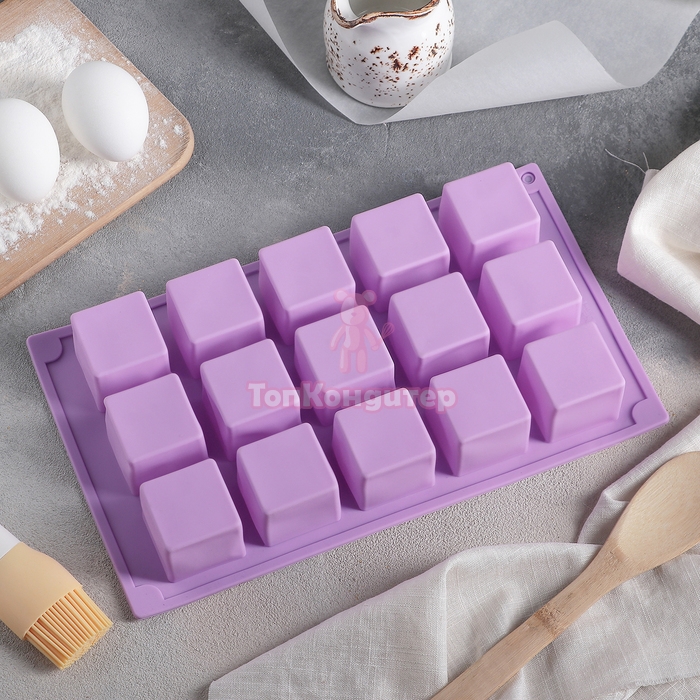 Форма для выпечки «Куб», 4 см, 15 ячеек, цвет МИКС