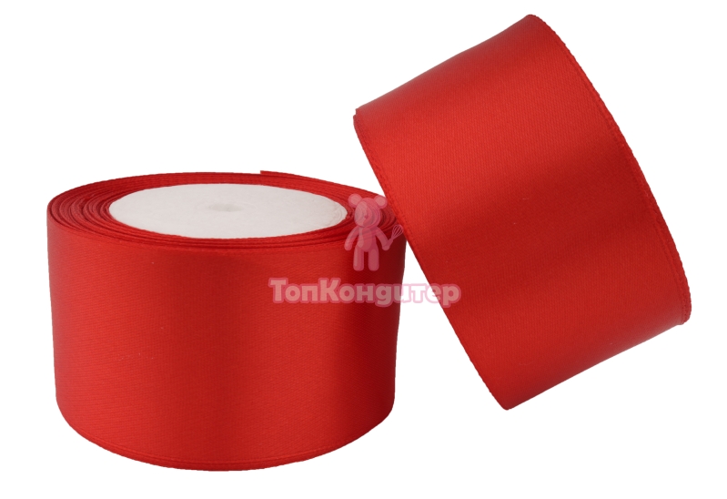 Лента атласная 5 см Красный 23 м