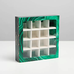 Коробка на 16 конфет 17,7 см*17,7 см*3,8 см "Малахит"