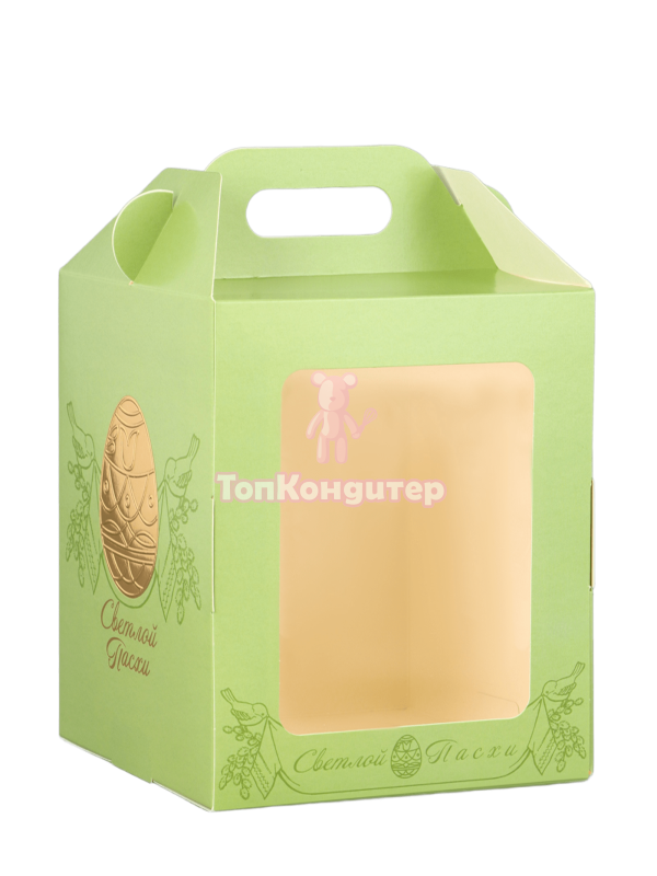 Коробка для кулича с окном "Золотая пасха" 15 см*15 см*18 см