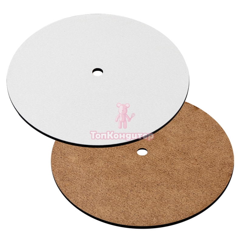 Подложка ламинированная с отверстием белая 30 см , толщина 3 мм