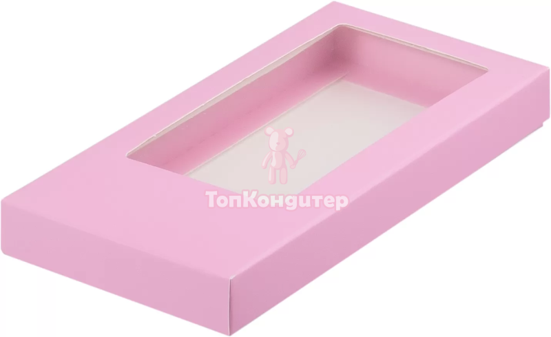 Коробка для шоколадной плитки 18 см*9 см*1,7 см розовая