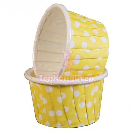 Капсулы капкейк 100 шт желтый/белый горох жесткий бортик
