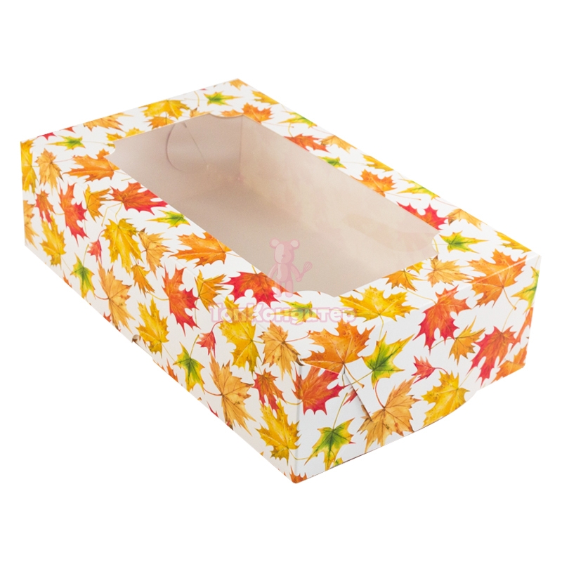 Коробка для зефира 25 см*15 см*7 см прямоугольная "Кленовый лист"