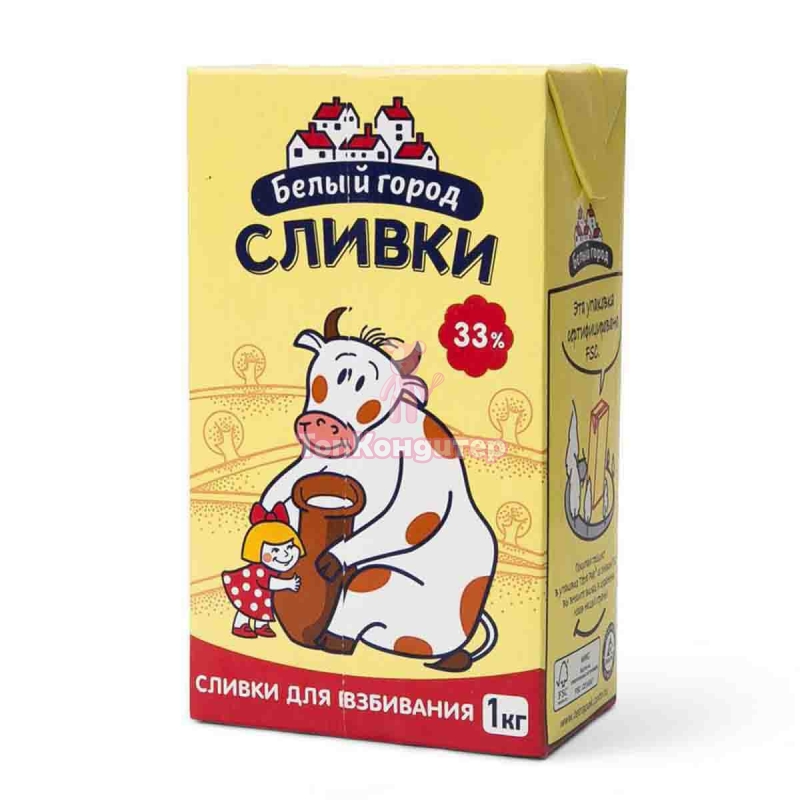 Сливки "Белый город" 33%, 1л
