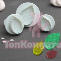 Набор плунжеров кондитерских Доляна «Лист», 3 шт: d=3,5 см, d=4 см, d=5 см