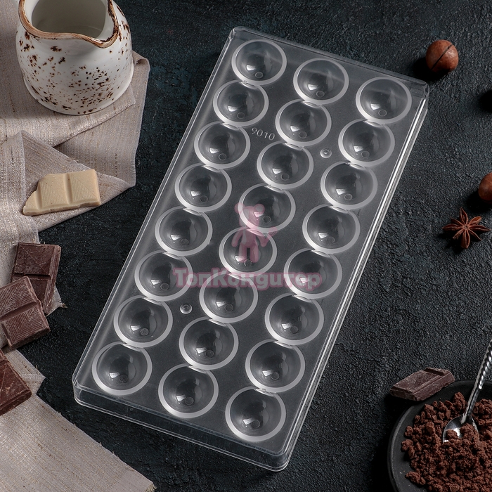 Форма для шоколада поликарбонат 27,5×13,5 см, 3 см, "Полусфера", 24 ячейки