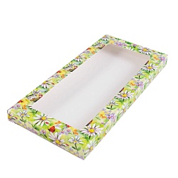 Коробка под шоколадку "Акварельные ромашки" с окном 18 см*9 см*1,4 см