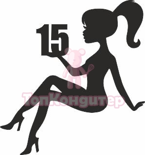 Топпер "Девушка, волосы хвост, 15 лет" ч 11*13 см