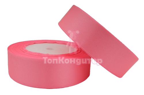 Лента атласная 2,5 см Насыщенно-розовый 23 м