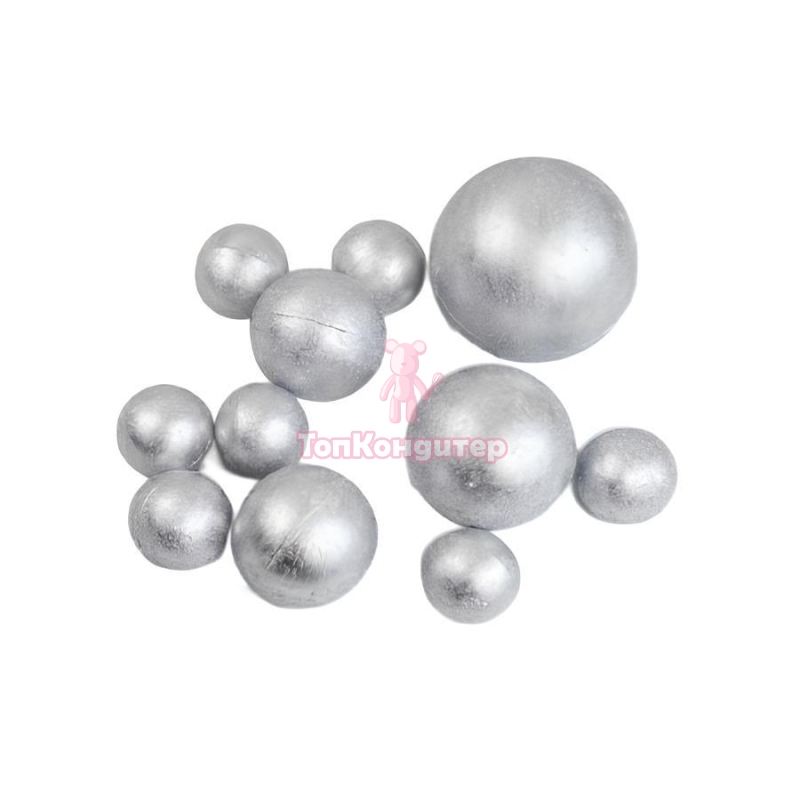 Сферы из шоколадной глазури перламутровые серебро 25 шт